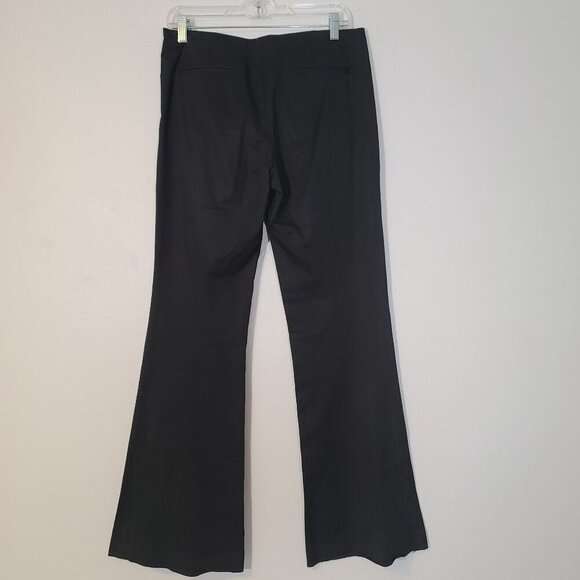 Theory Cotton Twill Flare Leg Pant Black Double Side Button Placket Front Size 6 - Picture 5 of 7
